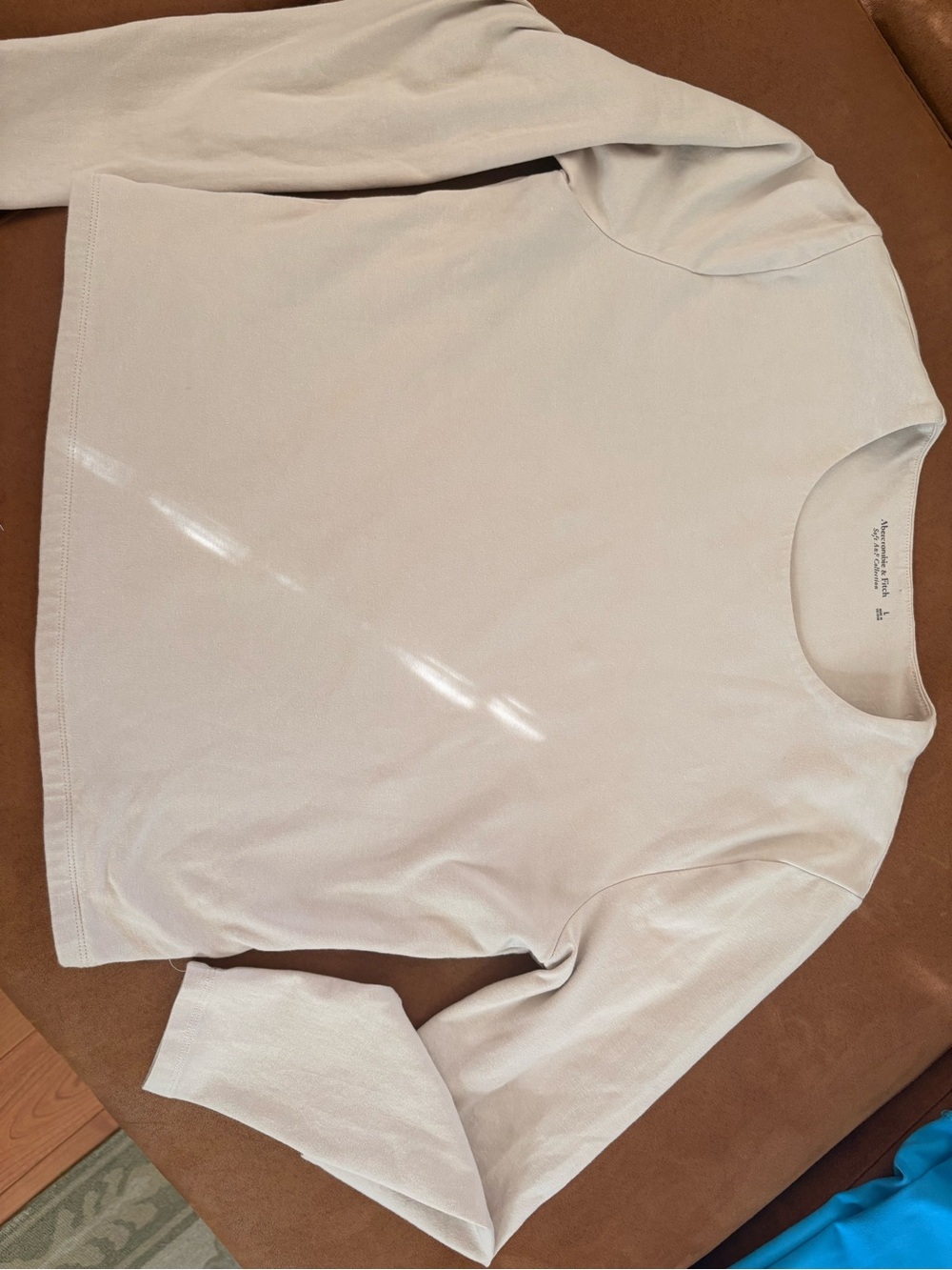 Classic Women's Crewneck Top in Light Beige - Abercrombie & Fitch. Soft A&F